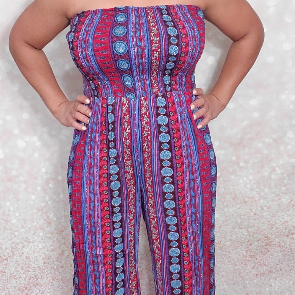 Colorful Strapless Jumpsuit